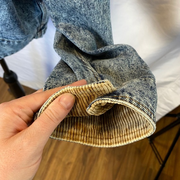 Vintage Levi's Mens Acid Wash Denim Jacket Large Corduroy Collar Bomber 80's USA - Picture 9 of 13